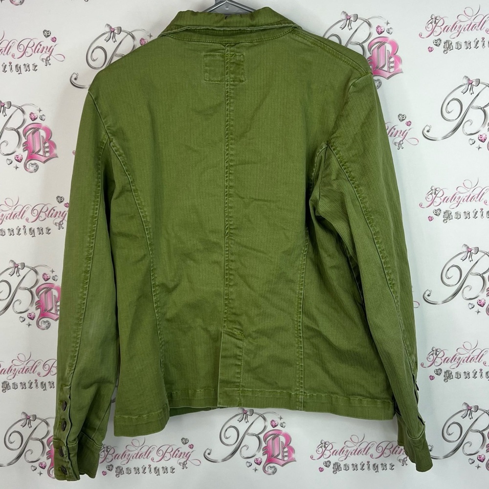 Cornell tradine jacket button up coat Olive Green Women's Blazer - Picture 2 of 9